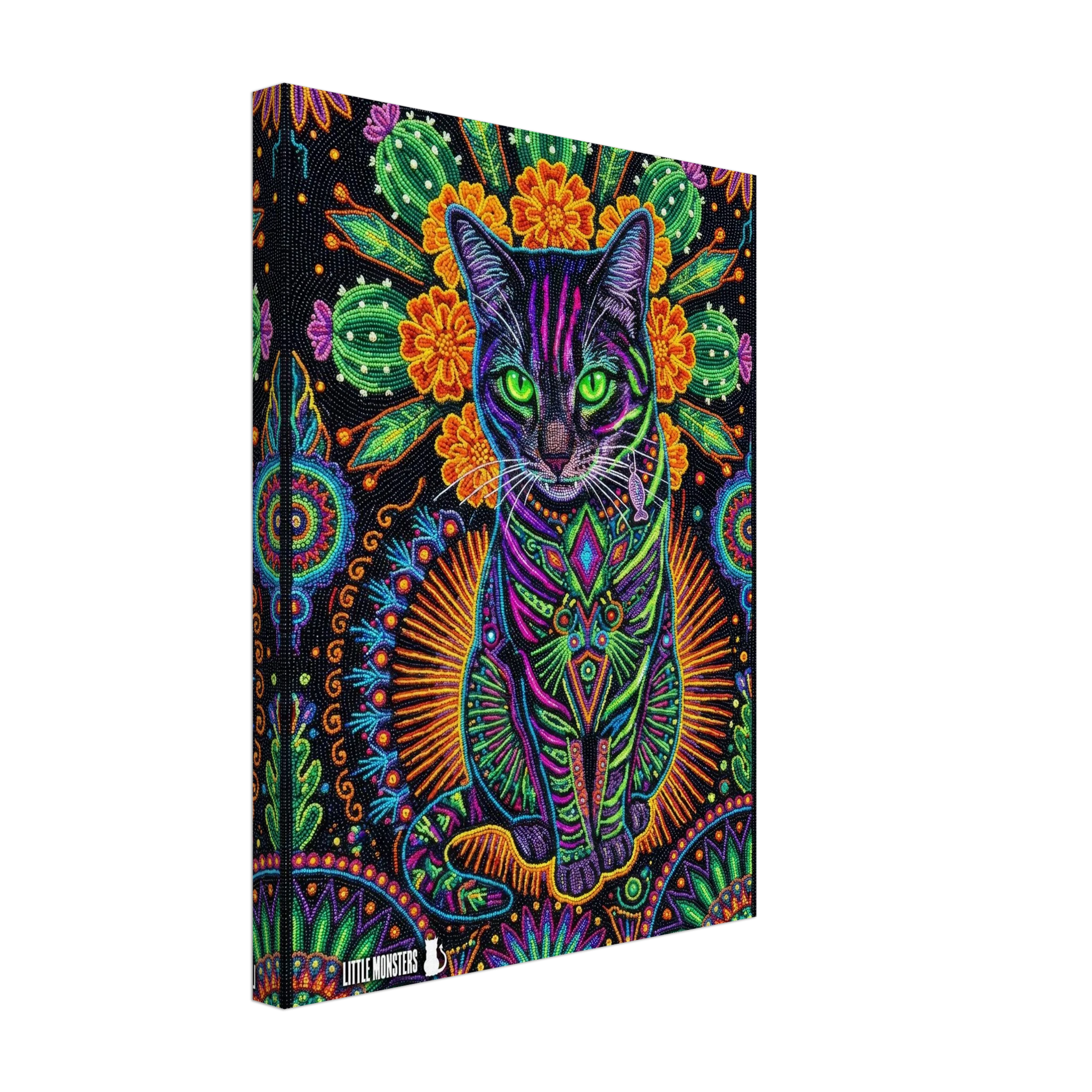 Monster Canvas gallery-wrapped with custom cat monster art, front view