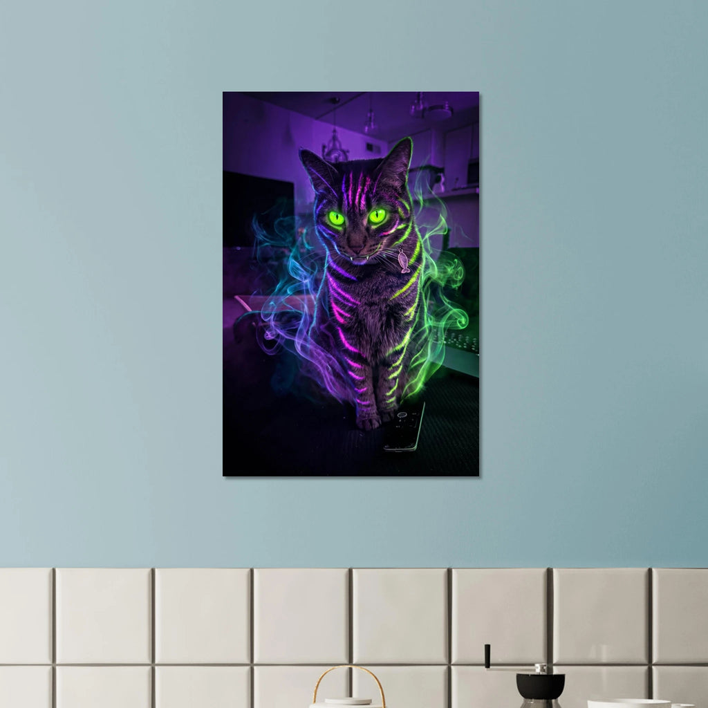 Cat photo transformed into one-of-a-kind monster poster
