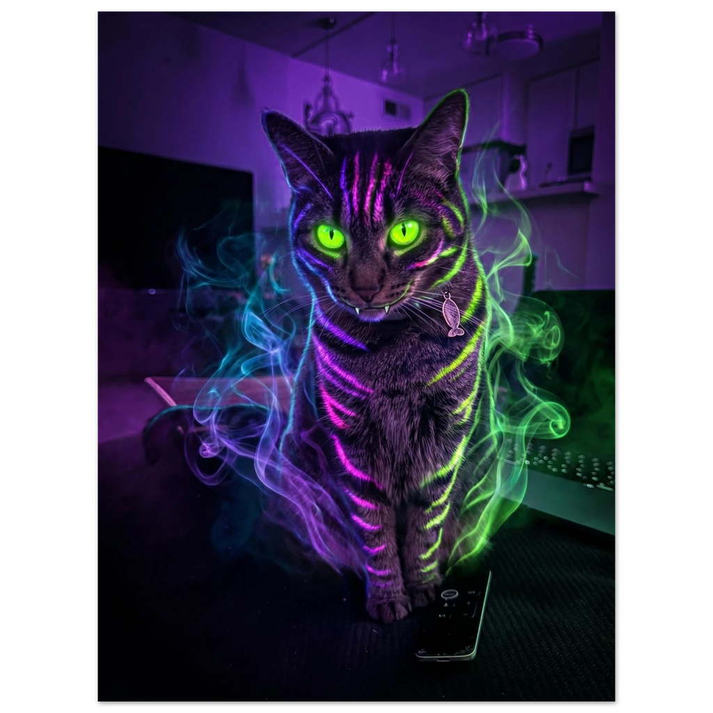 Personalized cat monster wall art print from your photo