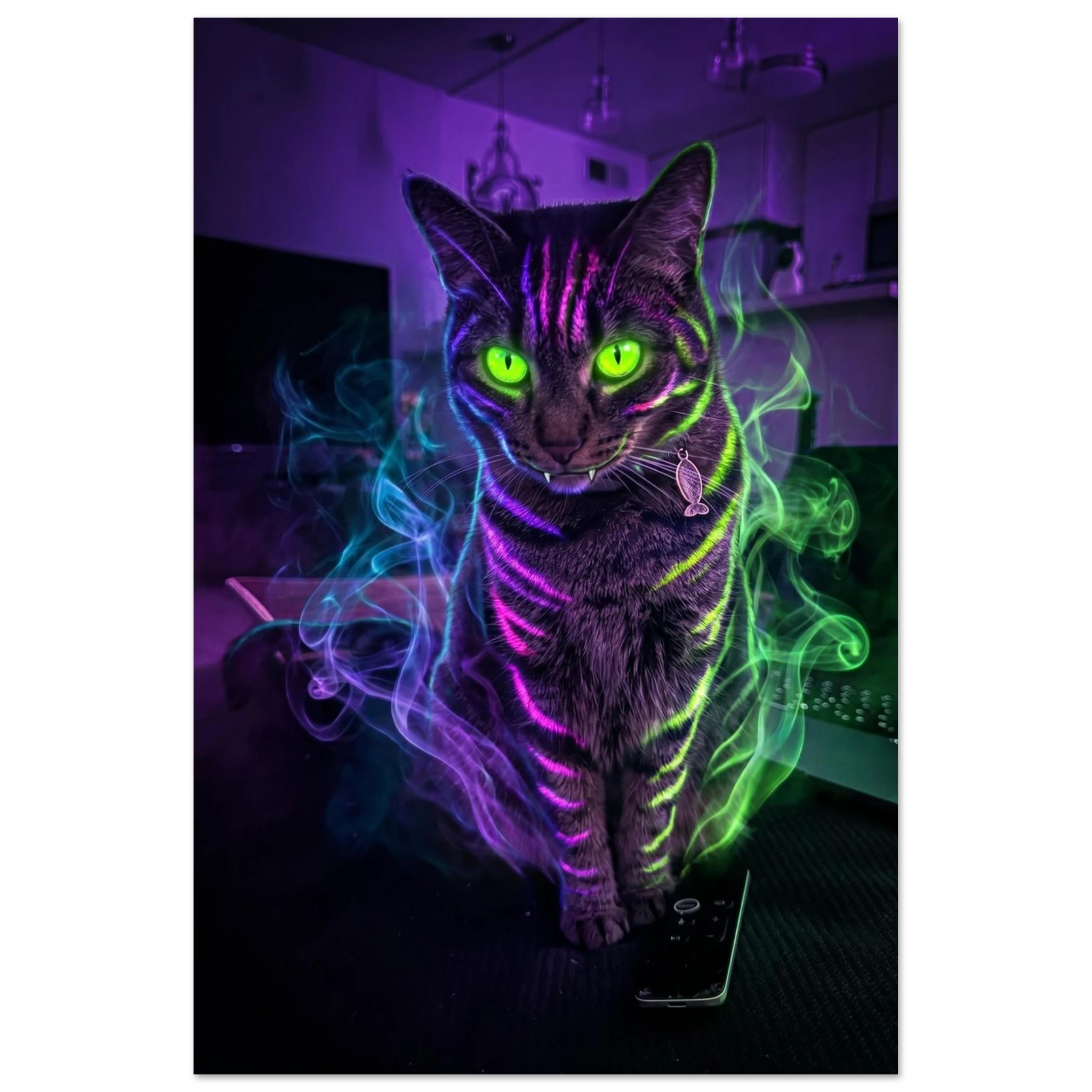 Custom cat monster art poster printed on premium matte paper