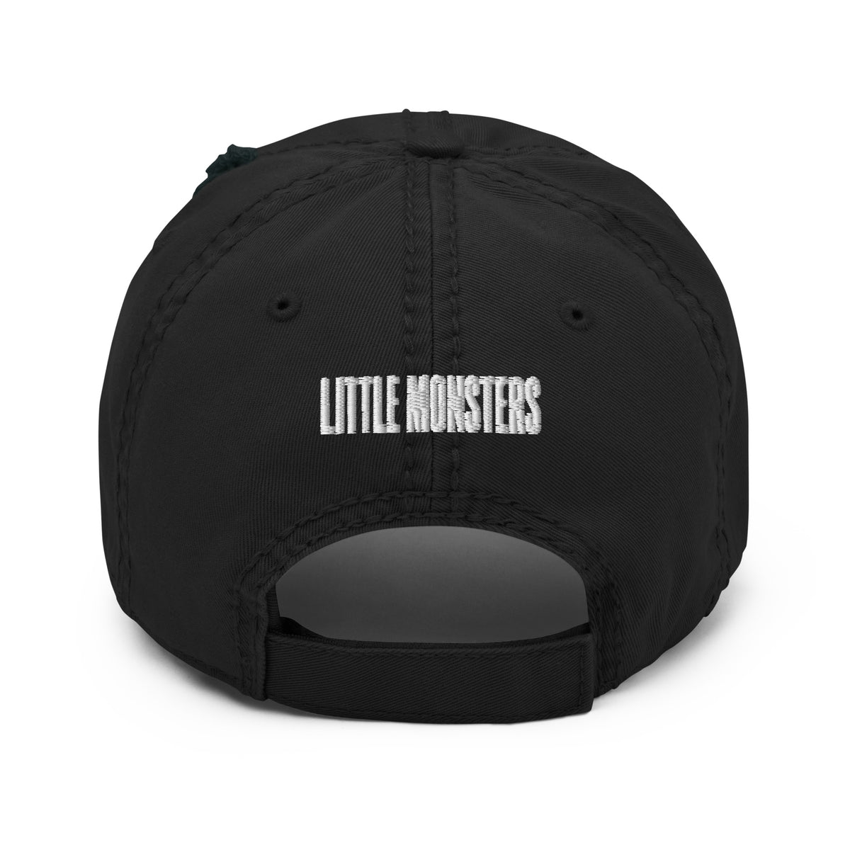 Devil Cat Embroidered Hat in black, back view