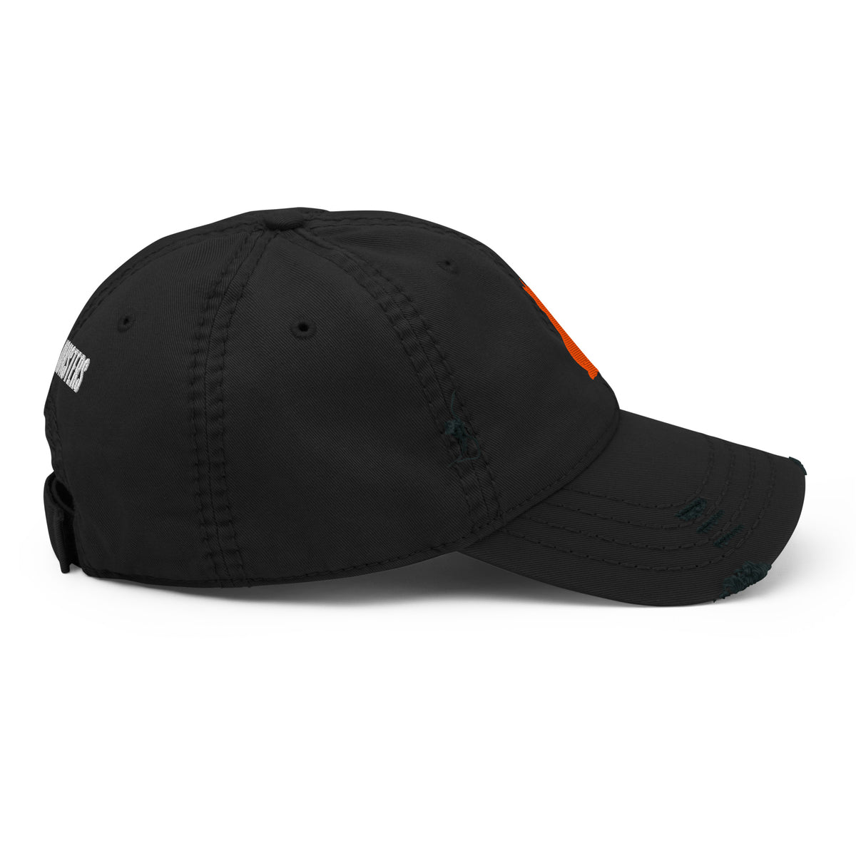 Devil Cat Embroidered Hat in black, right side view