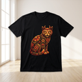 Monster Tee black heavyweight with Dia de los Muertos monster cat art