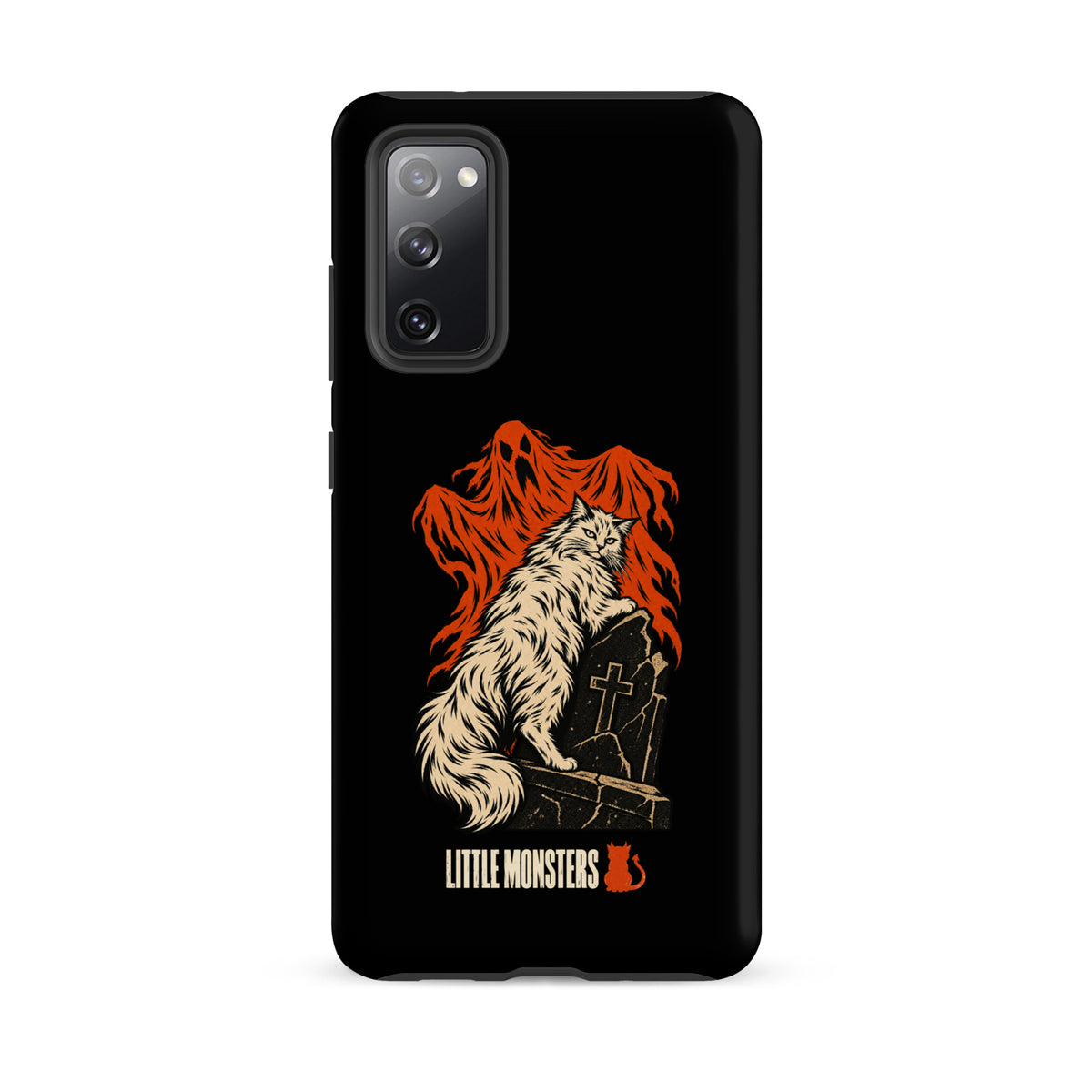 Halloween 2026 graveyard cat tough case on a Samsung Galaxy S20 FE, front view
