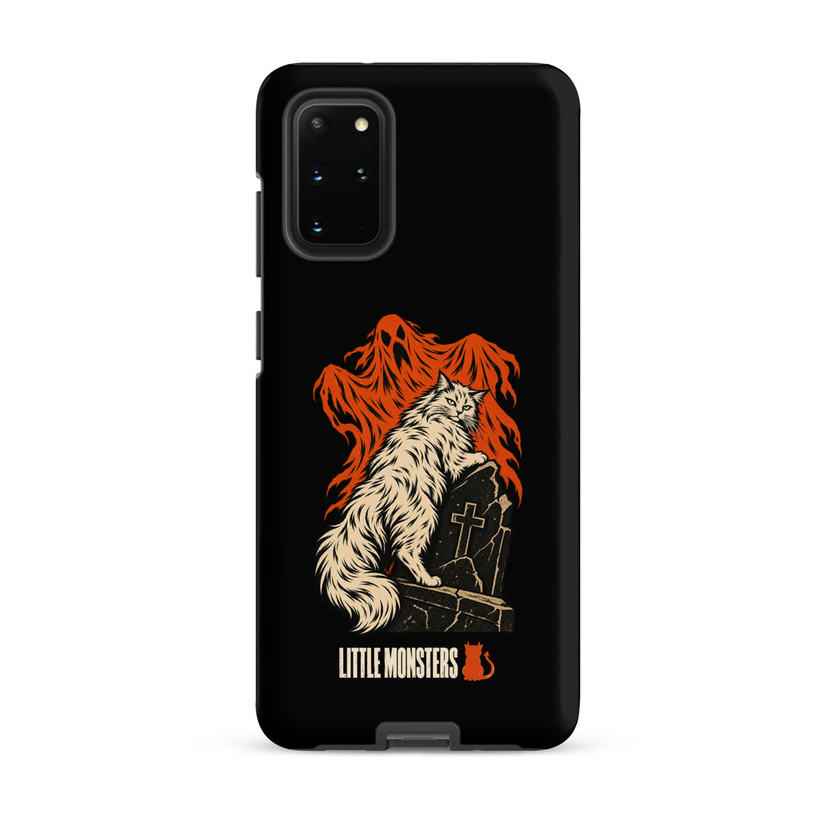 Halloween 2026 graveyard cat tough case on a Samsung Galaxy S20+, front view
