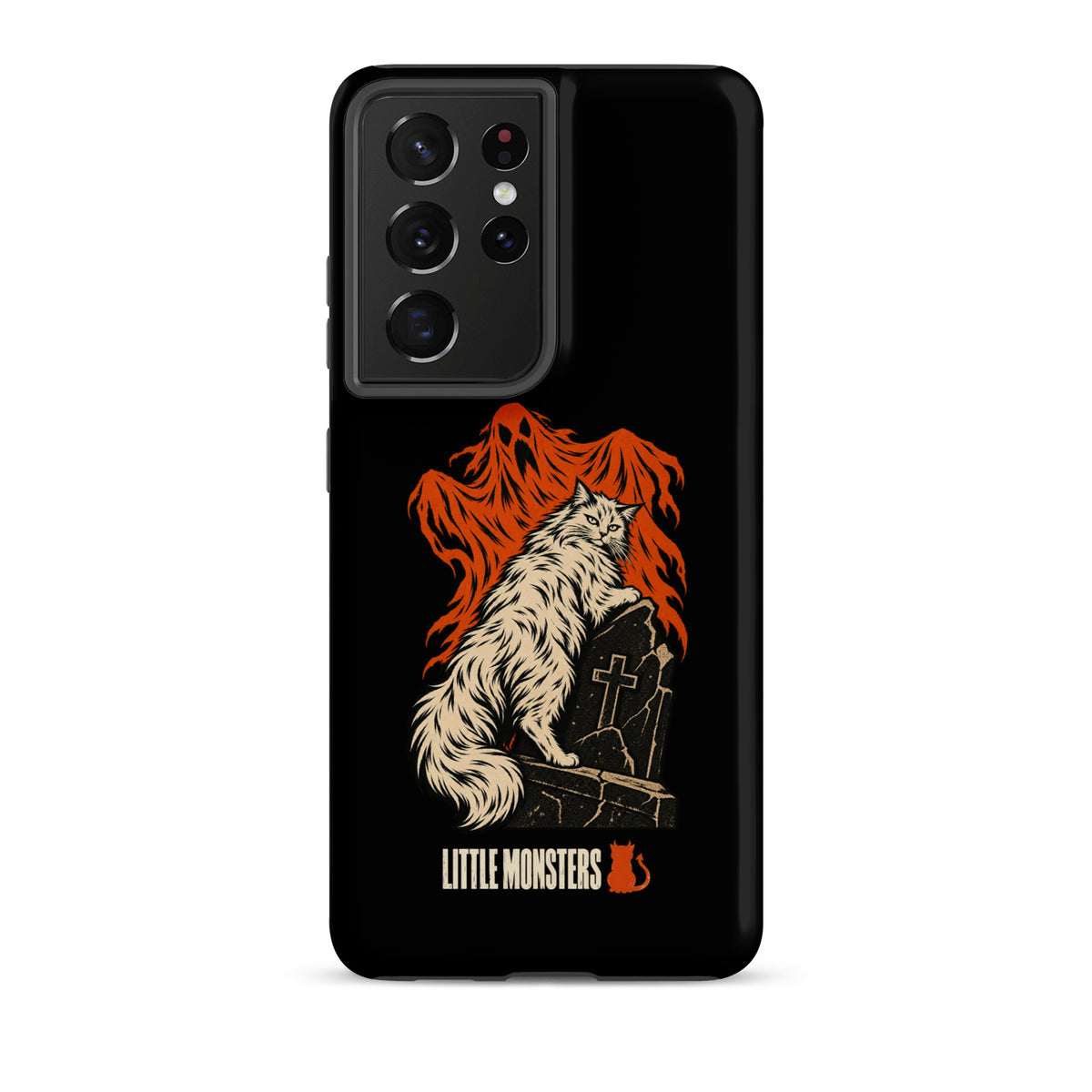 Halloween 2026 graveyard cat tough case on a Samsung Galaxy S21 Ultra, front view
