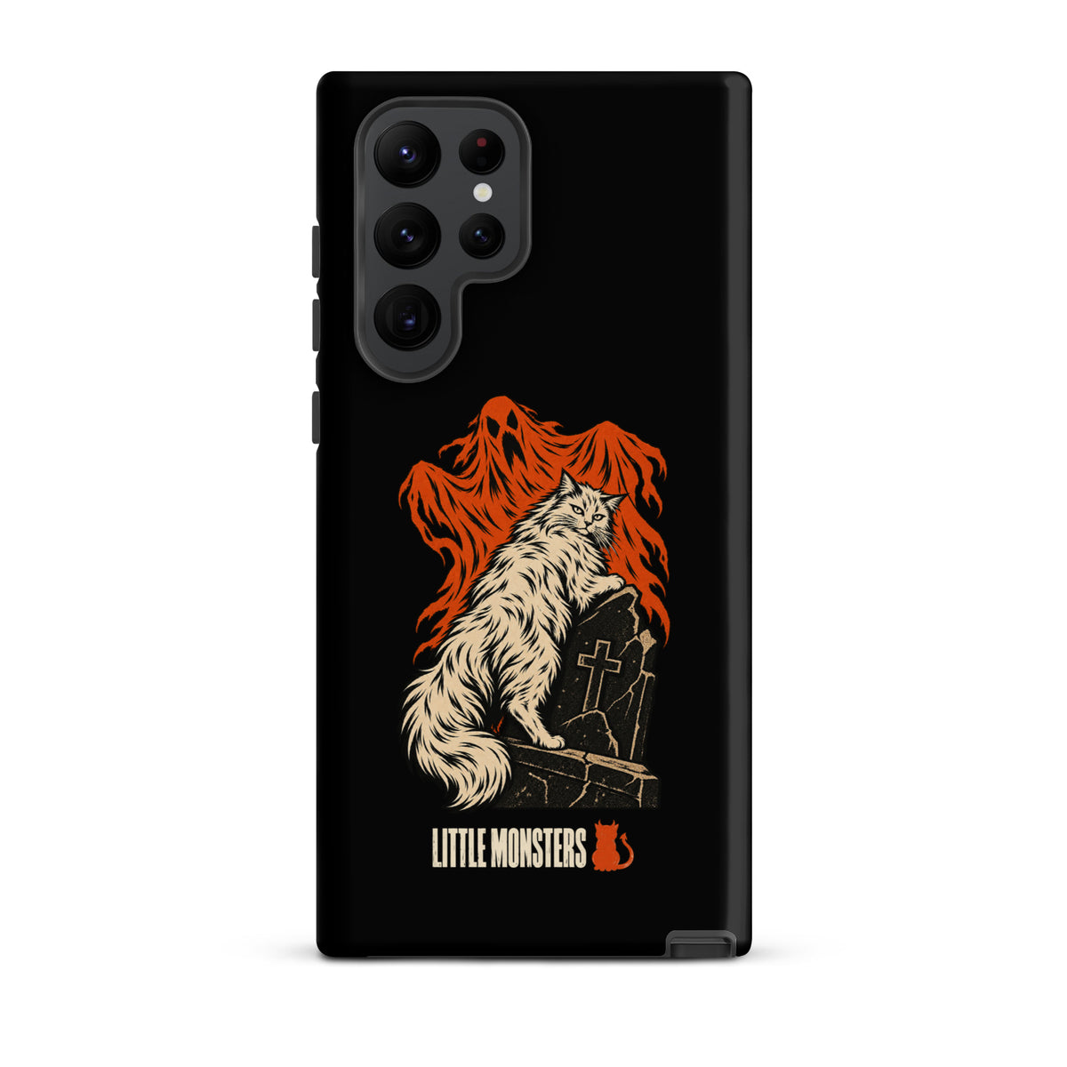 Halloween 2026 graveyard cat tough case on a Samsung Galaxy S22 Ultra, front view