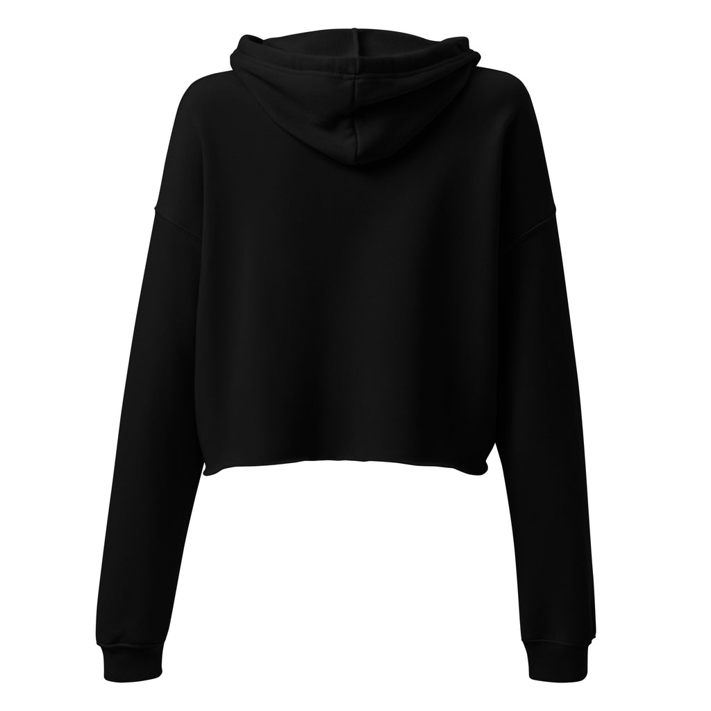 Possessed Since Birth Cropped Hoodie in black, back view