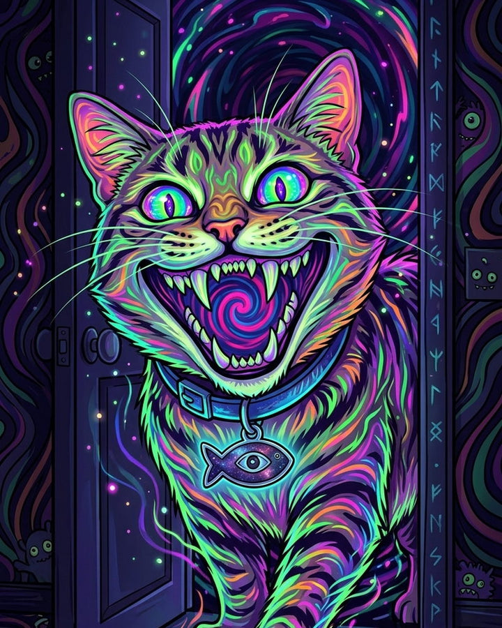 Cosmic Demon custom cat portrait sample