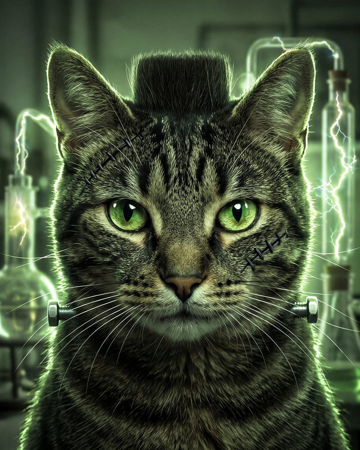 Frankencat custom cat portrait sample