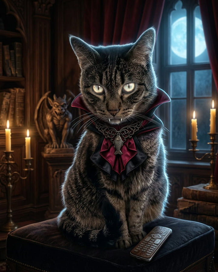 Gothic Vampire custom cat portrait sample
