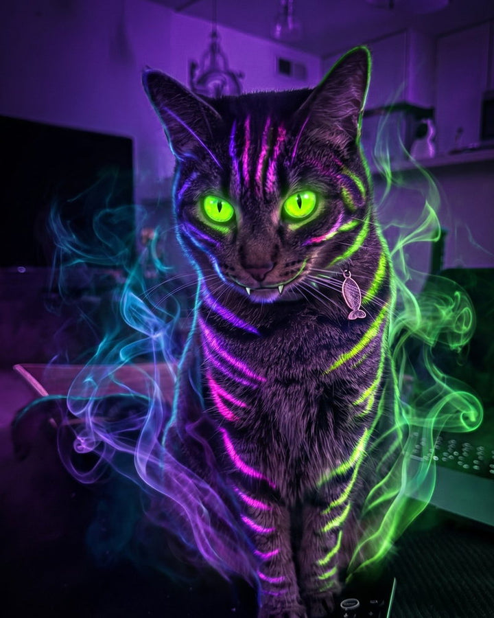 Neon Monster custom cat portrait sample