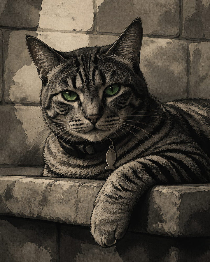 Pulp Noir custom cat portrait sample